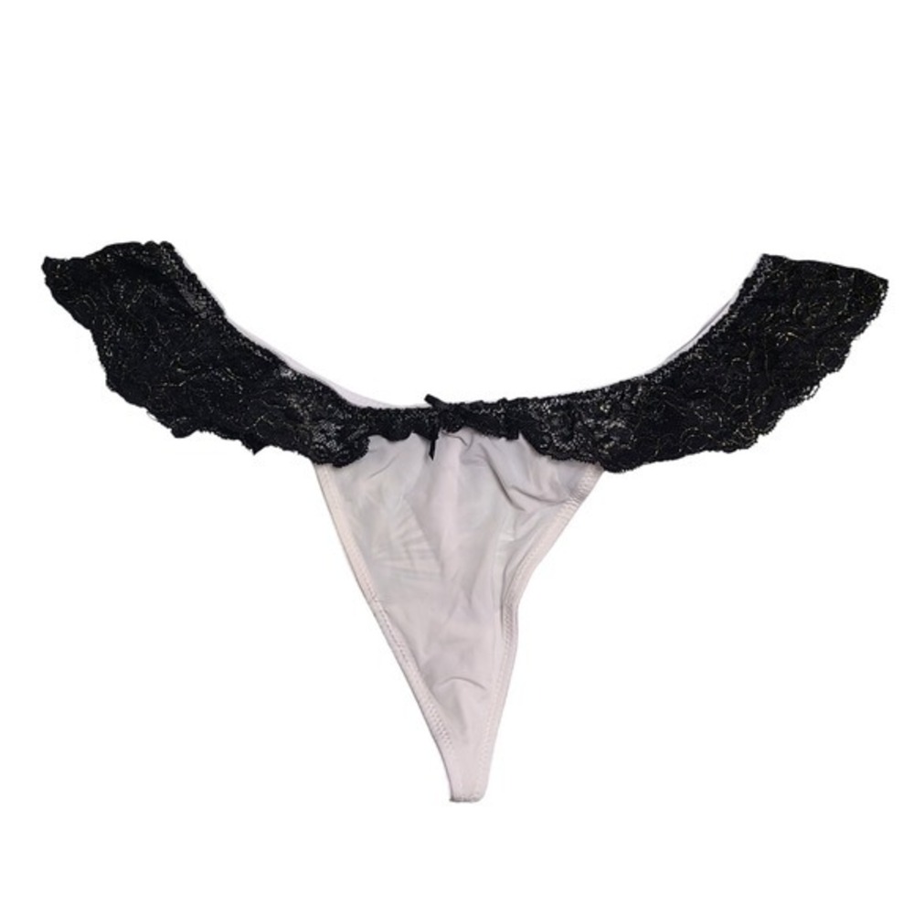 Sofia by Sofia Vergara White Thong  Black‎ Gold Metallic Lace XL Womens Panties